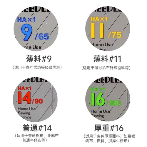 日本风琴机针兄弟家用缝纫机原装机针缝衣配件9/11/14/16号五支装 - 图2
