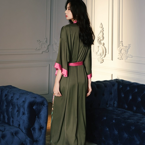 Осенний шелковый лонгслив, летний тонкий банный халат, шелковая длинная пижама