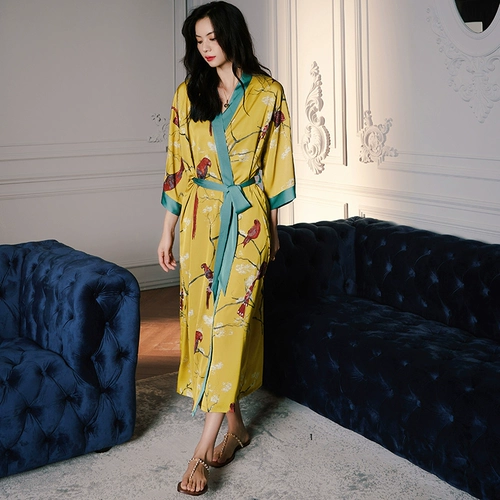 Летняя пижама, тонкая юбка, сексуальный шелковый банный халат, свободный крой