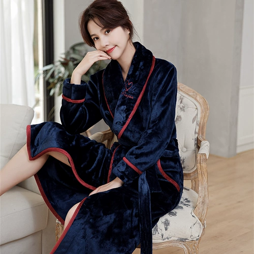 Длинный демисезонный банный халат, коралловая бархатная сексуальная пижама, зимняя юбка, мужской милый лонгслив, увеличенная толщина