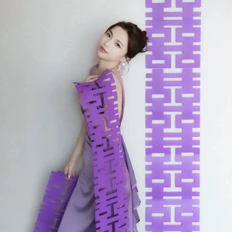 结婚长条喜字贴挂饰立体蝴蝶拉花婚房布置背景墙装饰订婚拍照道具