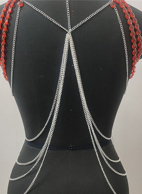 塑料水晶女彩色夸张身体链项链