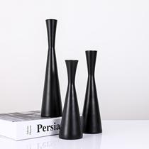 Cross Border Black Small Brute Waist Single Candle Desk Retro Iron Art Candle Swing Piece Home Shop Chen Set Decoration Suit