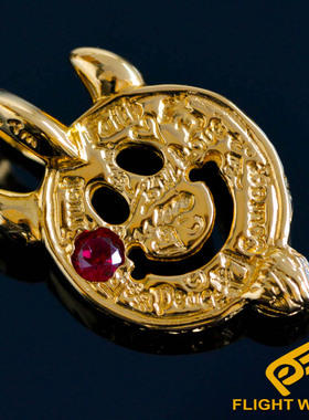 镀黄金恶魔角红宝石吊坠