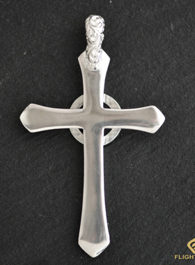 日本正品LaKey定制银轮鹰爪松石唐草十字架项链吊坠配件手工银饰