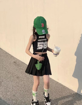 Korean Childrens Clothing 2022 Summer Girls Street Dance Short Sleeveless Vest Foreign Fashion Girl 100 Hitch Trendy Tide