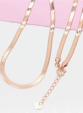 俄罗斯585紫金欧美时尚蛇骨链女款简约精美14K玫瑰金项链经典气质