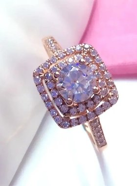 俄罗斯时尚女锆石戒指镀玫瑰金精美小众气质轻奢高级感