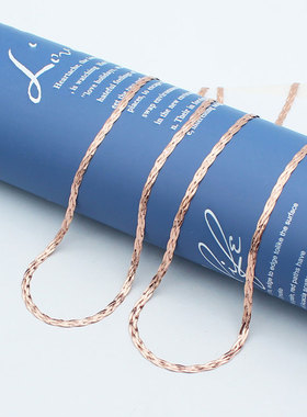 俄罗斯585紫金镀14k玫瑰金项链时尚精致简约欧美气质扁蛇骨链百搭