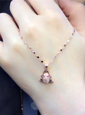 俄罗斯585紫金女士招财金蟾吊坠镀14k玫瑰金甜美时尚精致百搭简约