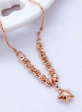 俄罗斯585紫金五角星项链欧洲韩版气质时尚玫瑰金女款精致ins礼物
