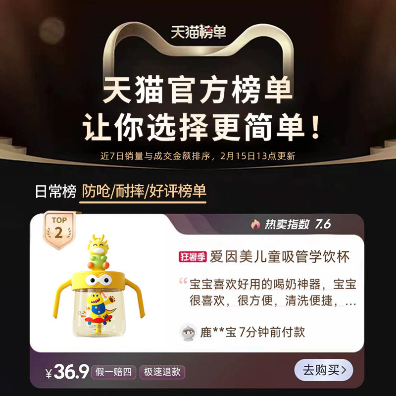 儿童牛奶杯PPSU学饮杯1-2-3岁以上奶瓶直饮吸管杯宝宝喝奶喝水杯