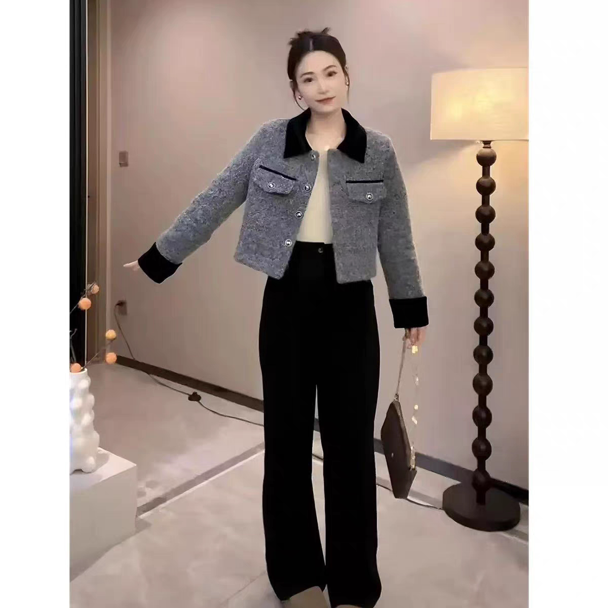 气质高级香风秋冬内里加厚时尚轻奢高级感小香风遮肉修身外套