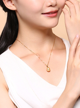 南洋金珠吊坠18K金经典简约金色海水珍珠妈妈款母亲节送妈妈婆婆