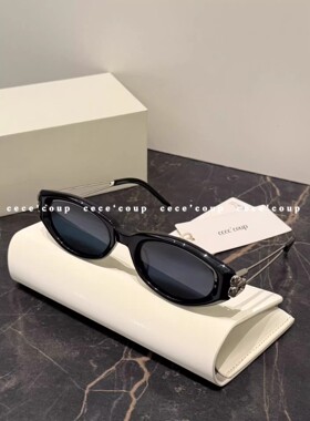 明星同款 拍照神器！ 新品 26ss 金属猫眼黑色墨镜 太阳镜女