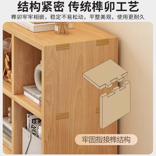 实木书架落地置物架儿童书柜自由组合格子柜家用幼儿园一体储物柜 - 图1