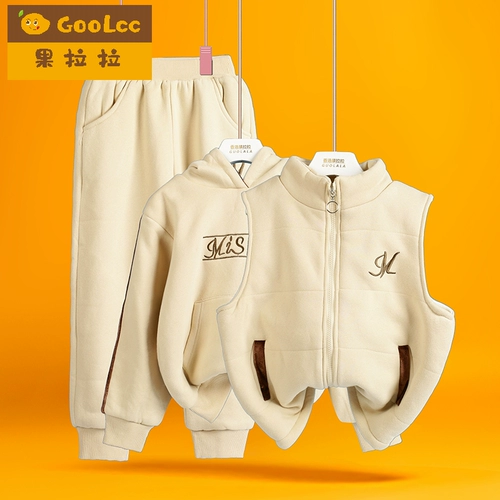 Утепленный комплект, детская демисезонная толстовка, пуховик, 3 предмета, в западном стиле, подходит для подростков