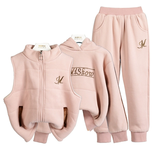 Утепленный комплект, детская демисезонная толстовка, пуховик, 3 предмета, в западном стиле, подходит для подростков