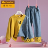 Весенняя толстовка, джинсы, детский демисезонный комплект, в западном стиле