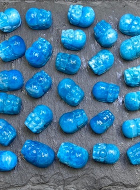 新货天然蓝磷灰貔貅吊坠裸石DIY编绳镶嵌手链项链配件打孔备注