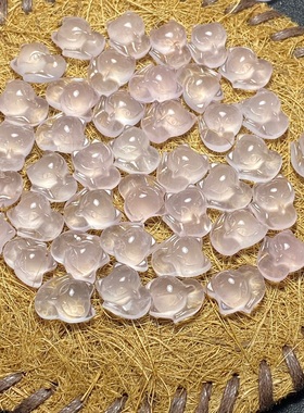 天然粉水晶狐狸吊坠手链DIY编绳镶嵌手串项链挂件雕刻萌狐可打孔