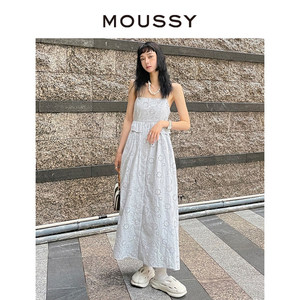 MOUSSY 夏季新品复古浪漫清冷感蕾丝吊带连衣裙010GS230-2750