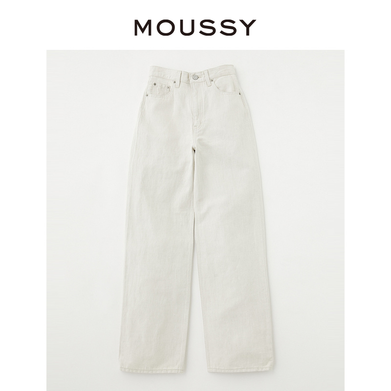 MOUSSY 夏季新品随性感高腰棉麻直筒牛仔裤女010GSA11-0550 - 图3