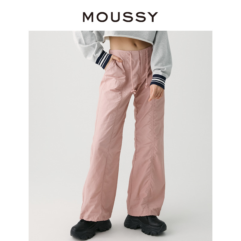 MOUSSY 夏季新品不简单工装风粉色抽绳休闲裤028GAZ30-6000 - 图0