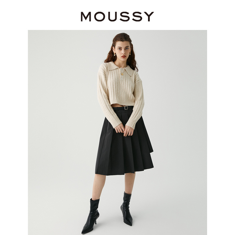 MOUSSY  休闲通勤风翻领小个子针织衫010FAG70-6840 - 图2