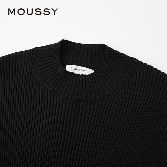 MOUSSY 冬季新品芭蕾风半高领拼接针织连衣裙女028HAA33-3111