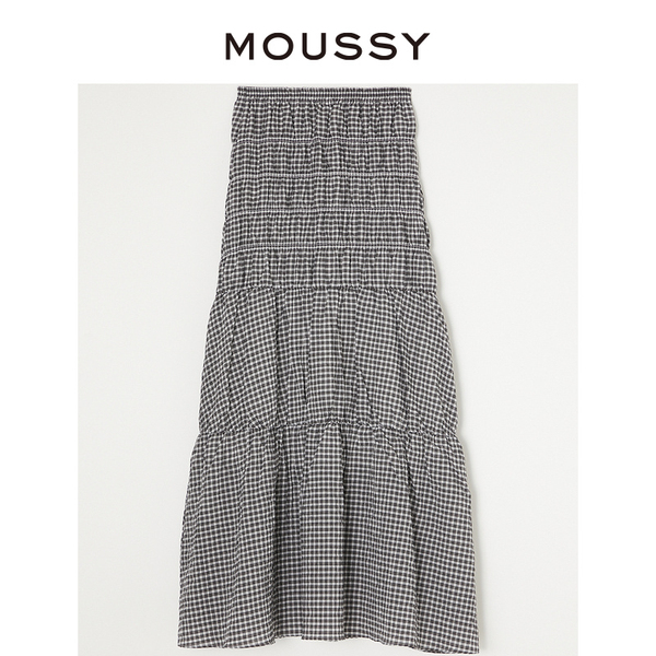 MOUSSY 夏季新品日系田园风打揽小格纹半身裙女010GSS30-2000 - 图0