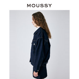 MOUSSY 深色BF风休闲牛仔夹克外套女010GSA11-0290