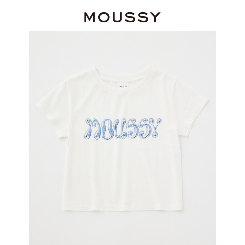 MOUSSY 夏季新品新款金属质感印花小版型短袖T恤女010GAQ90-5400 - 图3