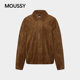 MOUSSY2025 autumn new retro literary style loose lapel jacket for women 028IAA30-1032