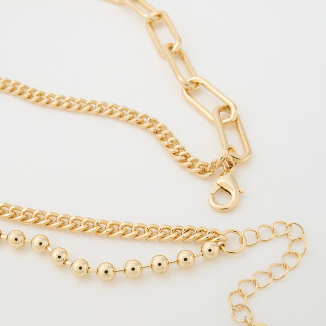 MOUSSY2026 spring new trendy and cool hot girl stacked retro multi-layer necklace jewelry 010IS356-9051