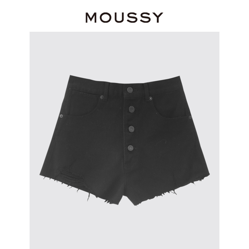 MOUSSY 夏季新品水洗四粒扣磨毛休闲短款牛仔裤C28FAN11-0090 - 图3