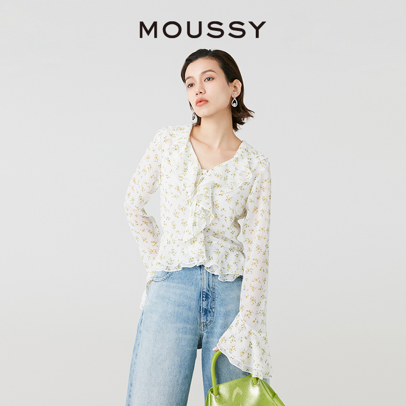 MOUSSY 2024夏季新品法式优雅甜美风春游碎花衬衫女028HSZ30-0511-图1