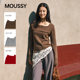 Wang Yuwen's same style moussy spring product gentle and lazy asymmetric collar off-shoulder sweater 010IA370-3891