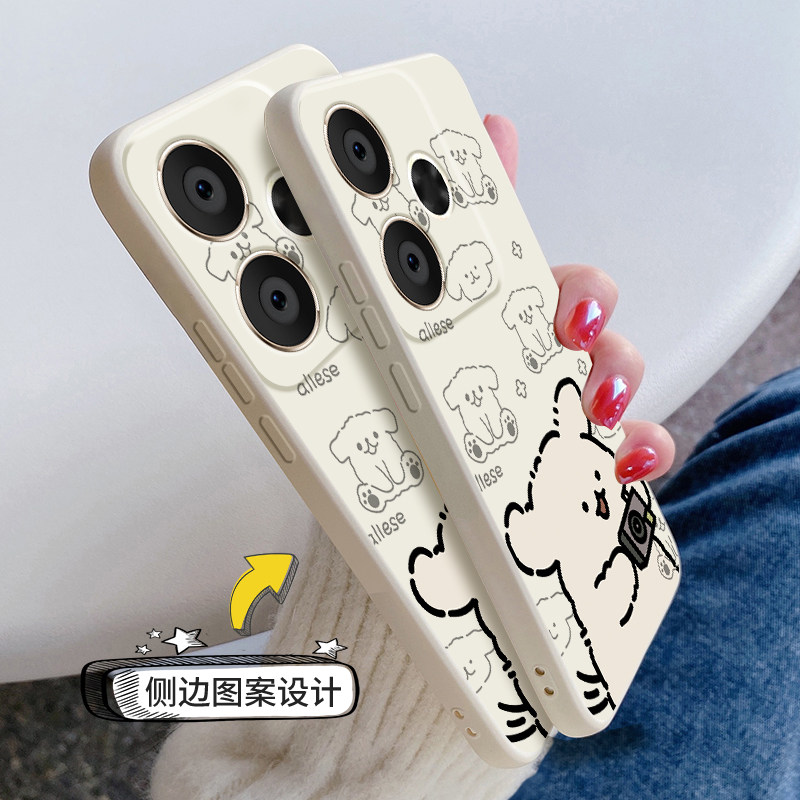 适用红米turbo3手机壳新款小米Redmi13C液态硅胶软壳男女生红米13R镜头全包防摔超薄保护套卡通可爱外拍照狗