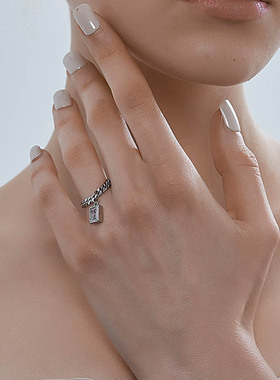 KITSH锆石吊坠软戒指小众ins