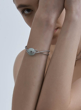 KITSH天然石圆环双层链条手链