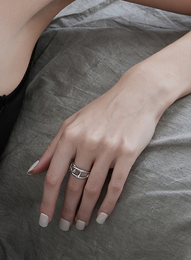 kitsh链条开口戒指潮中性可调节