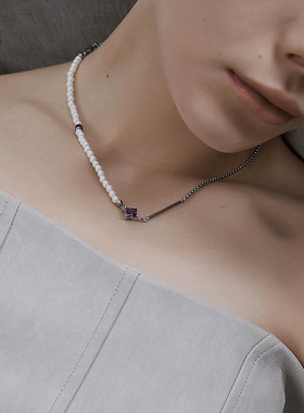 KITSH紫锆石珍珠拼接项链