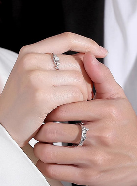 ｛小王子与玫瑰情侣对戒｝小清新时尚简约百搭白贝母花朵戒指