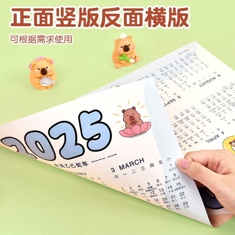 2024-2025全年日历卡片加厚双面一整年挂历纸卡贴墙桌面办公年历纸单张台历纸学生学习防忘计划表365天日历表 - 图0
