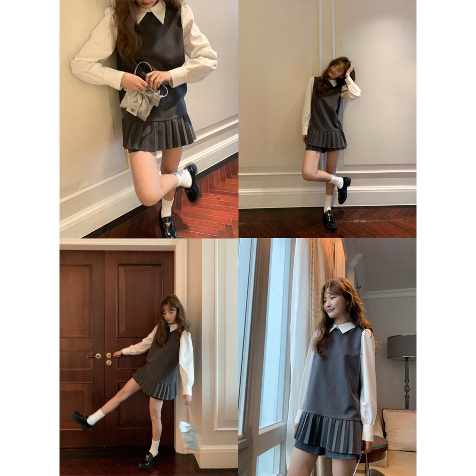 你好卡农 泡泡袖衬衫裙短裤套装女新款设计感连衣裙西装裤两件套,淘宝优惠券,粉丝福利购,淘宝优惠卷