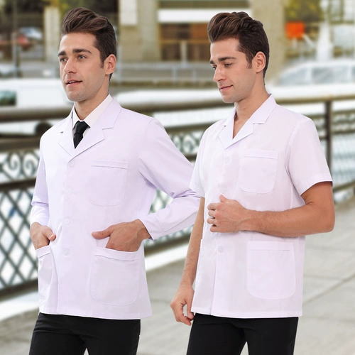 Короткий белый халат, белая униформа врача, тонкий летний лонгслив для школьников для работы