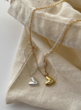 韩国韩版小红书通体925纯银项链异形小爱心项链ins个性百搭颈链女