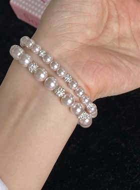 好事物2025新款法式轻奢叠戴手串曼塔玫瑰冷调粉珍珠锆石手链手饰