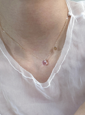 夏季清凉感小众设计粉蓝紫色优化彩色水滴型水晶美产14k包金项链